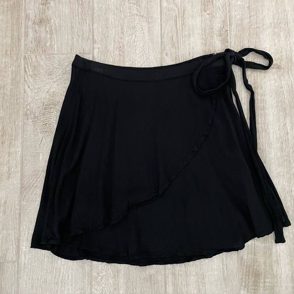 Lulus Black Mini Skirt w/ Tie, S - Picture 1 of 8
